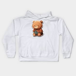 Cute Bear Cartoon Adventurer Adorable Kawaii Animal Kids Hoodie